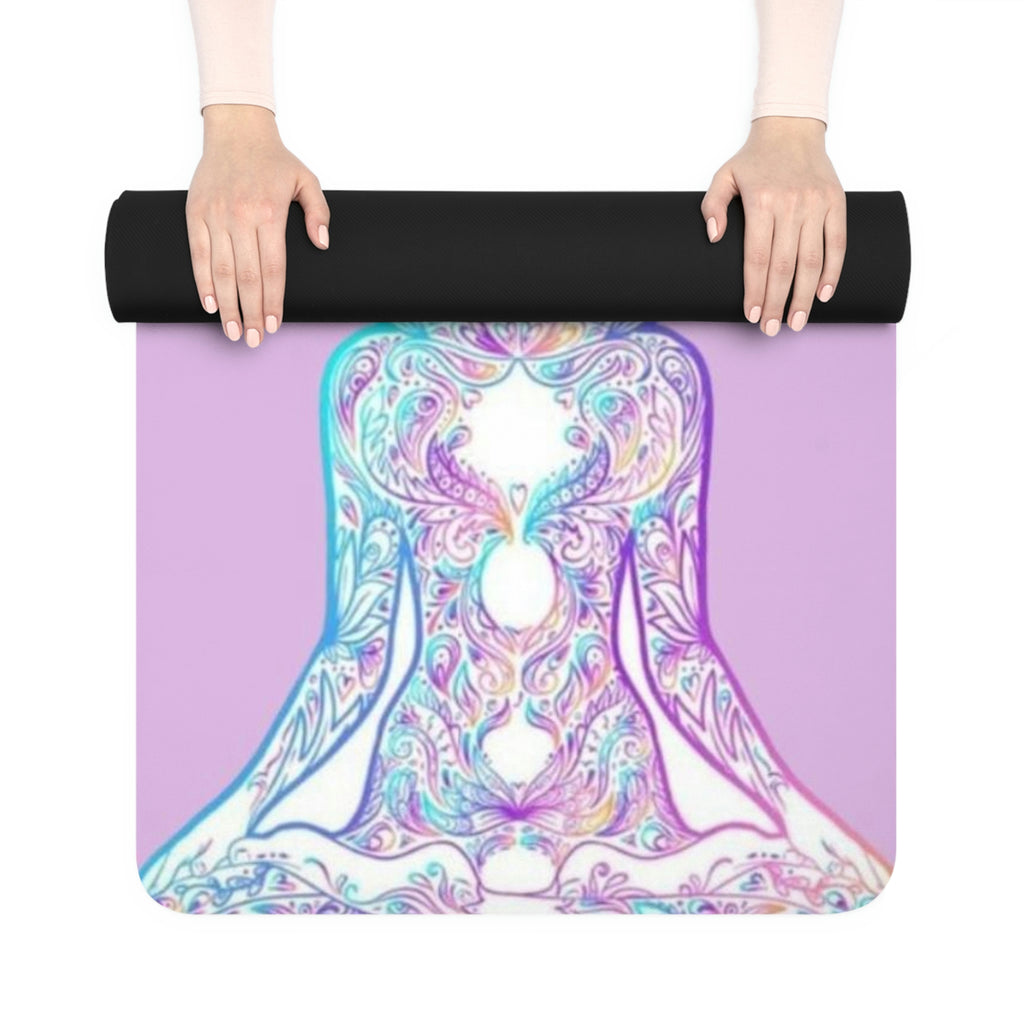 picture of Fitness Geeker Rubber Yoga Mat "Yoga Makes Me Happy" rolled up