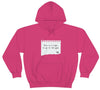 Picture of the Fitness Geeker graphic saying "This is a sign, to go to the Gym" Heavy Blend Hooded Sweatshirt (front) in pink