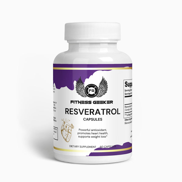 picture of Fitness Geeker Resveratrol 50% 600mg - Weight Loss, Strong Antioxidant & Anti- Cancer Support, Support for Heart Health