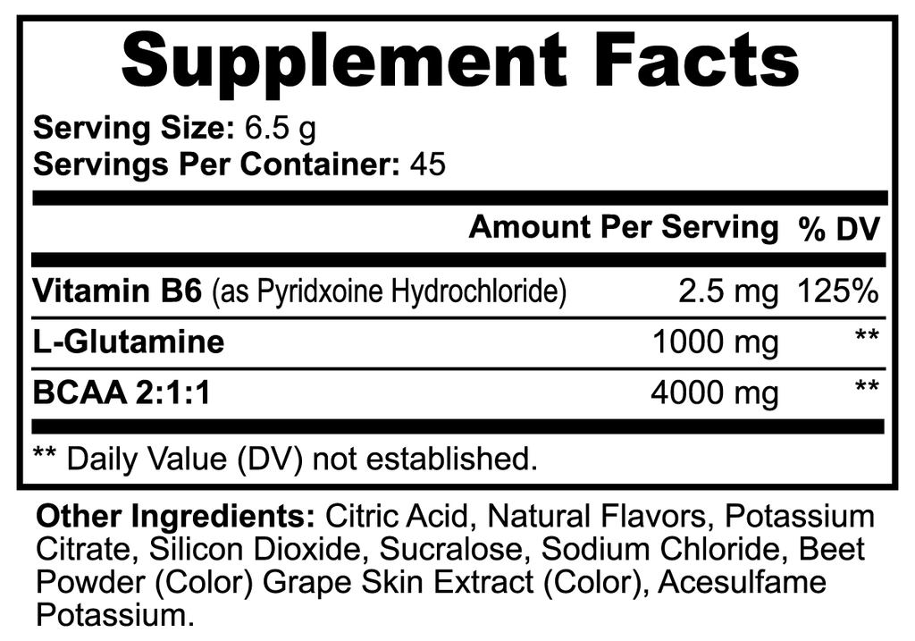 BCAA Post Workout Powder (Honeydew/Watermelon) Supplement Facts