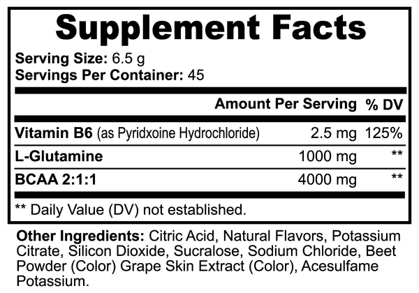 BCAA Post Workout Powder (Honeydew/Watermelon) Supplement Facts