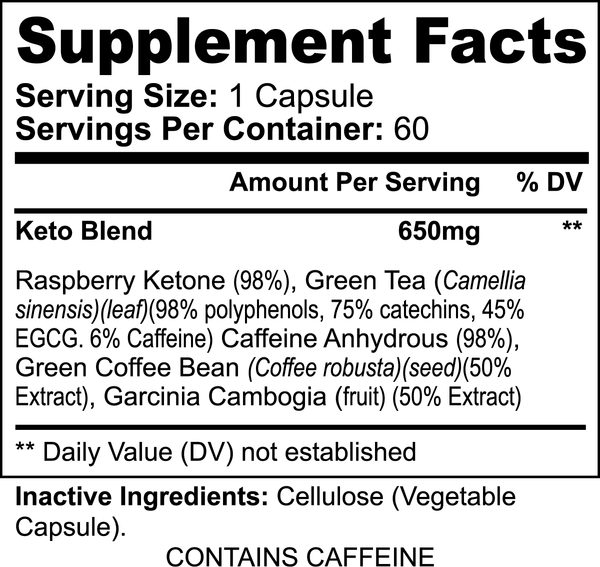 Picture of Fitness Geeker Keto-5 Capsules - Help Your Body to Burn Fat- Switch to Ketosis Fast! Supplement Facts