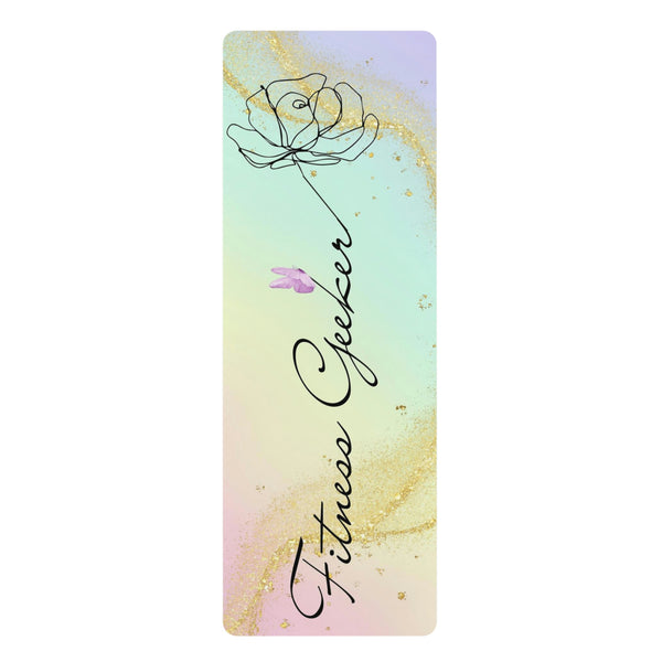 Picture of Fitness Geeker Rubber Yoga Mat (Pastel Butterfly with Rose) 