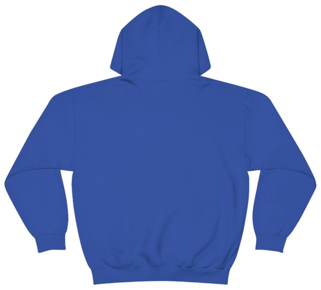 Picture of the Fitness Geeker "Go to the Gym" Heavy Blend™ Hooded Sweatshirt (back) in blue)