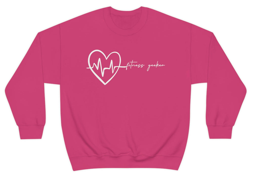 "Heart rate up, limits down." Heavy Blend™ Crewneck Sweatshirt pink