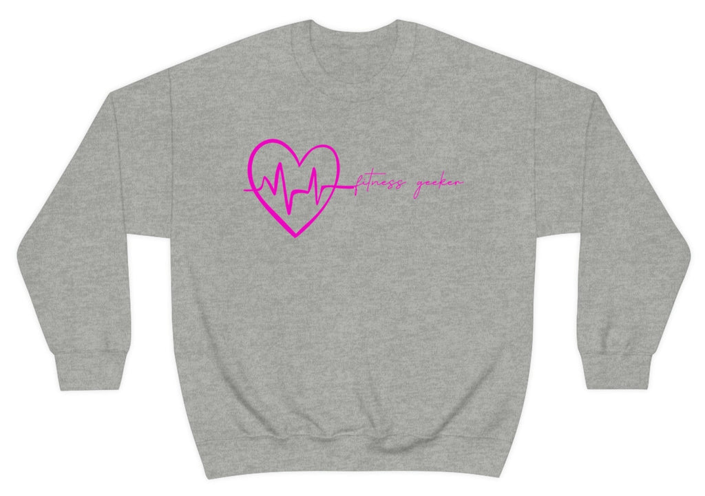 "Heart rate up, limits down." Heavy Blend™ Crewneck Sweatshirt grey