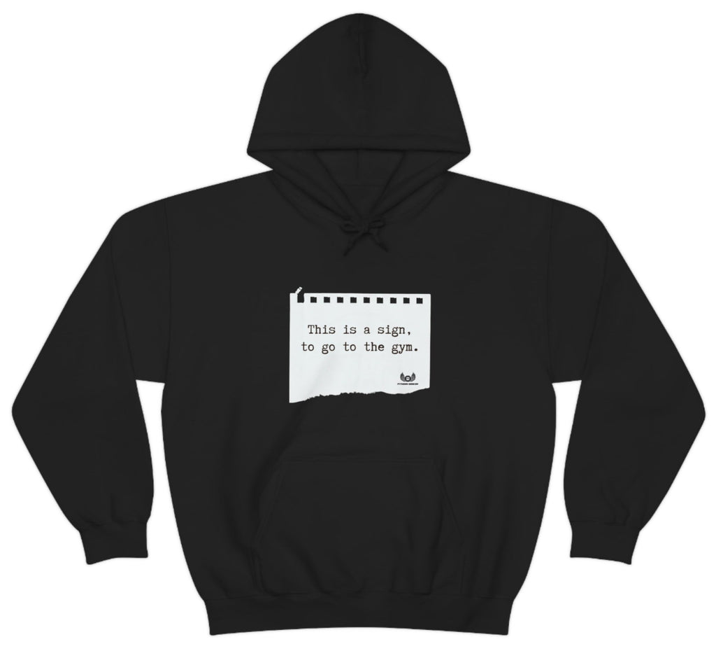 Picture of the Fitness Geeker "Go to the Gym" Heavy Blend™ Hooded Sweatshirt Black (Front)