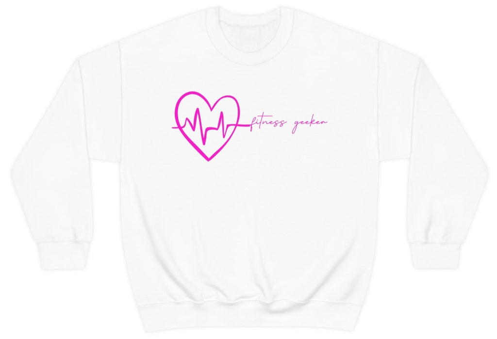 "Heart rate up, limits down." Heavy Blend™ Crewneck Sweatshirt white 