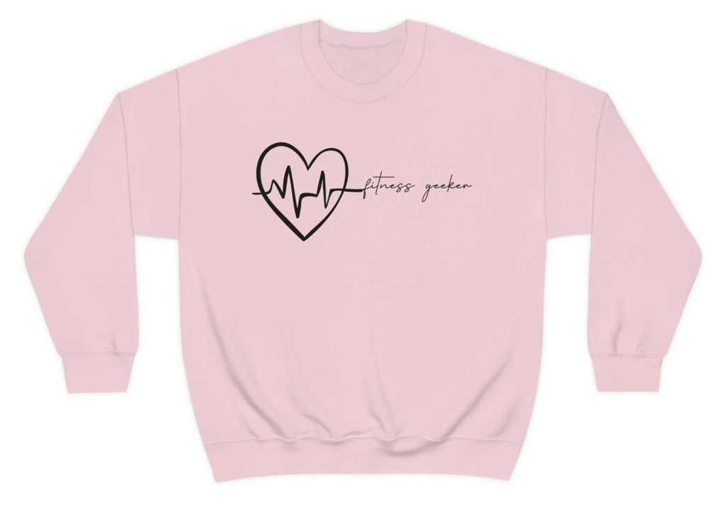 "Heart rate up, limits down." Heavy Blend™ Crewneck Sweatshirt light pink